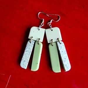 Boho Modern Geometric Rssin Handmade Mint Dangle Drop Statement Earrings